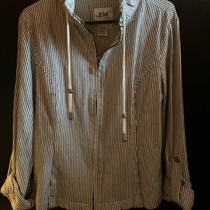 Striped Canvas Zip Up